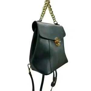 Divina Firenze Black Leather Convertible Top Handle Backpack Crossbody Bag